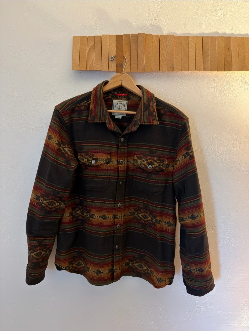 Men's Navajo Charcoal Stripe shirt Jacket - Brown Multi